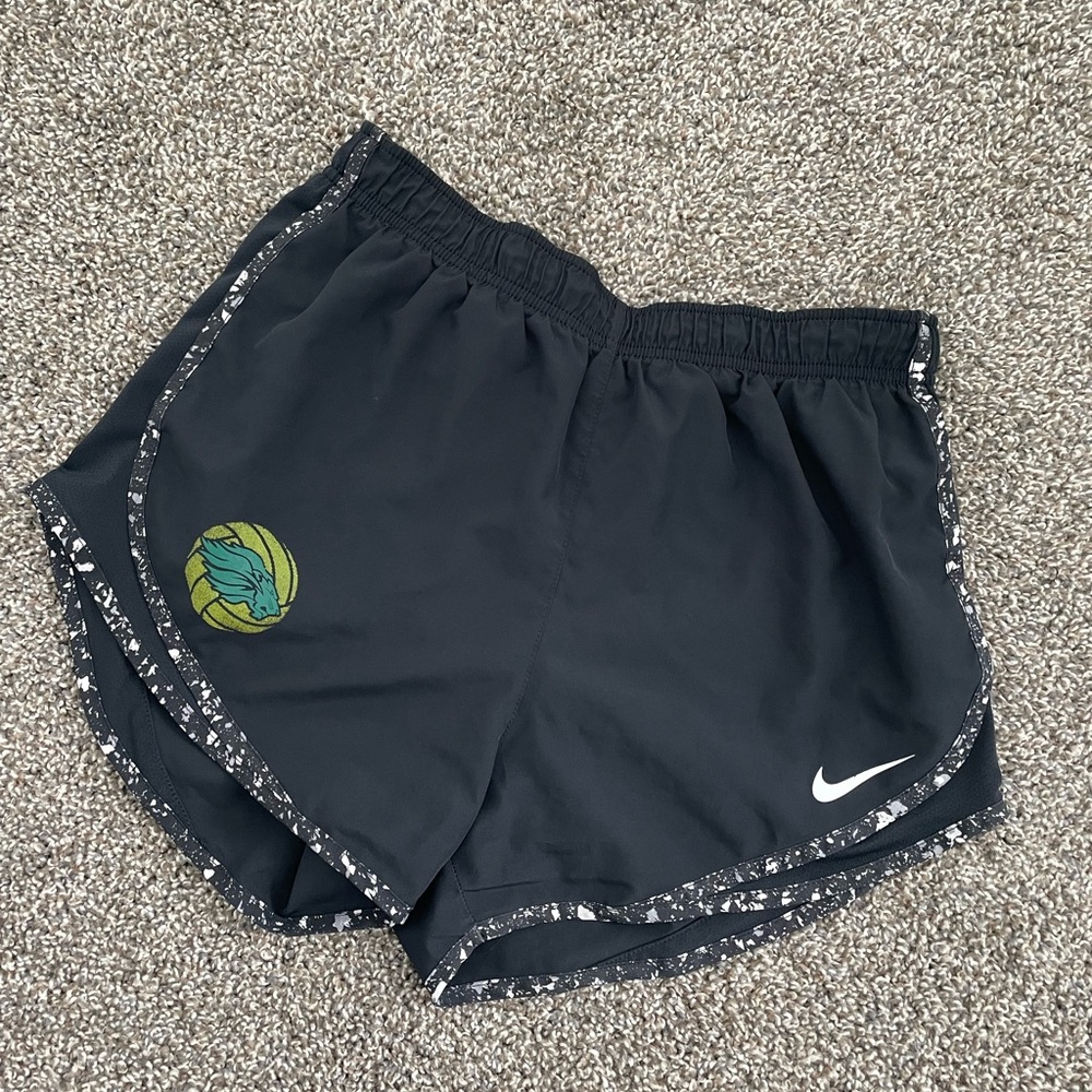 Nike Black Athletic Shorts with White Trim and Elastic Waistband